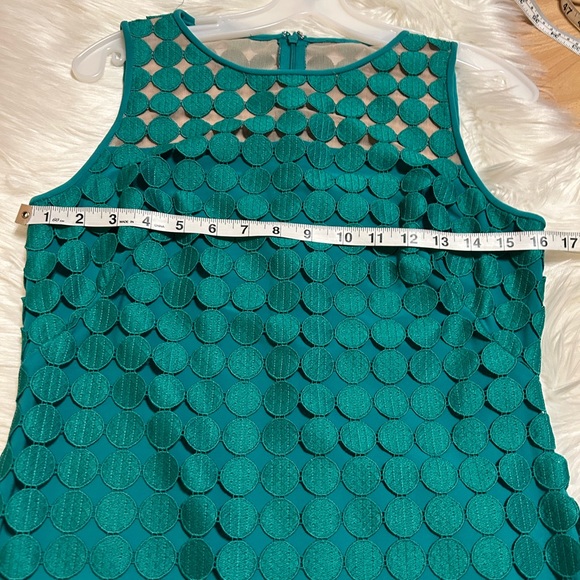 Ralph Lauren emerald green sheath dress laser cut circle overlay size 6 - Picture 5 of 12